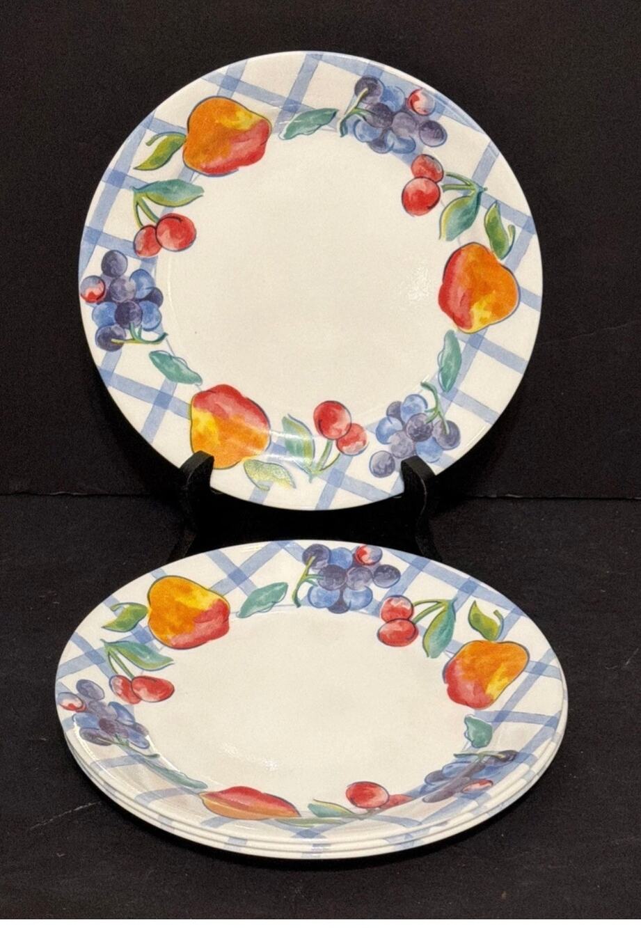 Correlle Fruit Too Dinner Plates By Corning Set of 4 Cottage Farmhouse Cherries